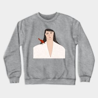 Girl with Bird Crewneck Sweatshirt